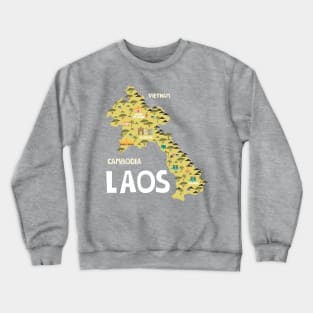 Laos Illustrated Map Crewneck Sweatshirt